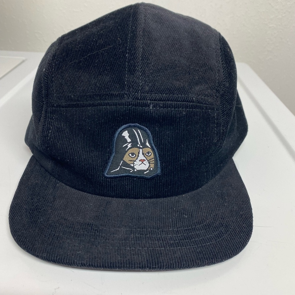 5 Panel Hat Black Darth Vader Cat Design